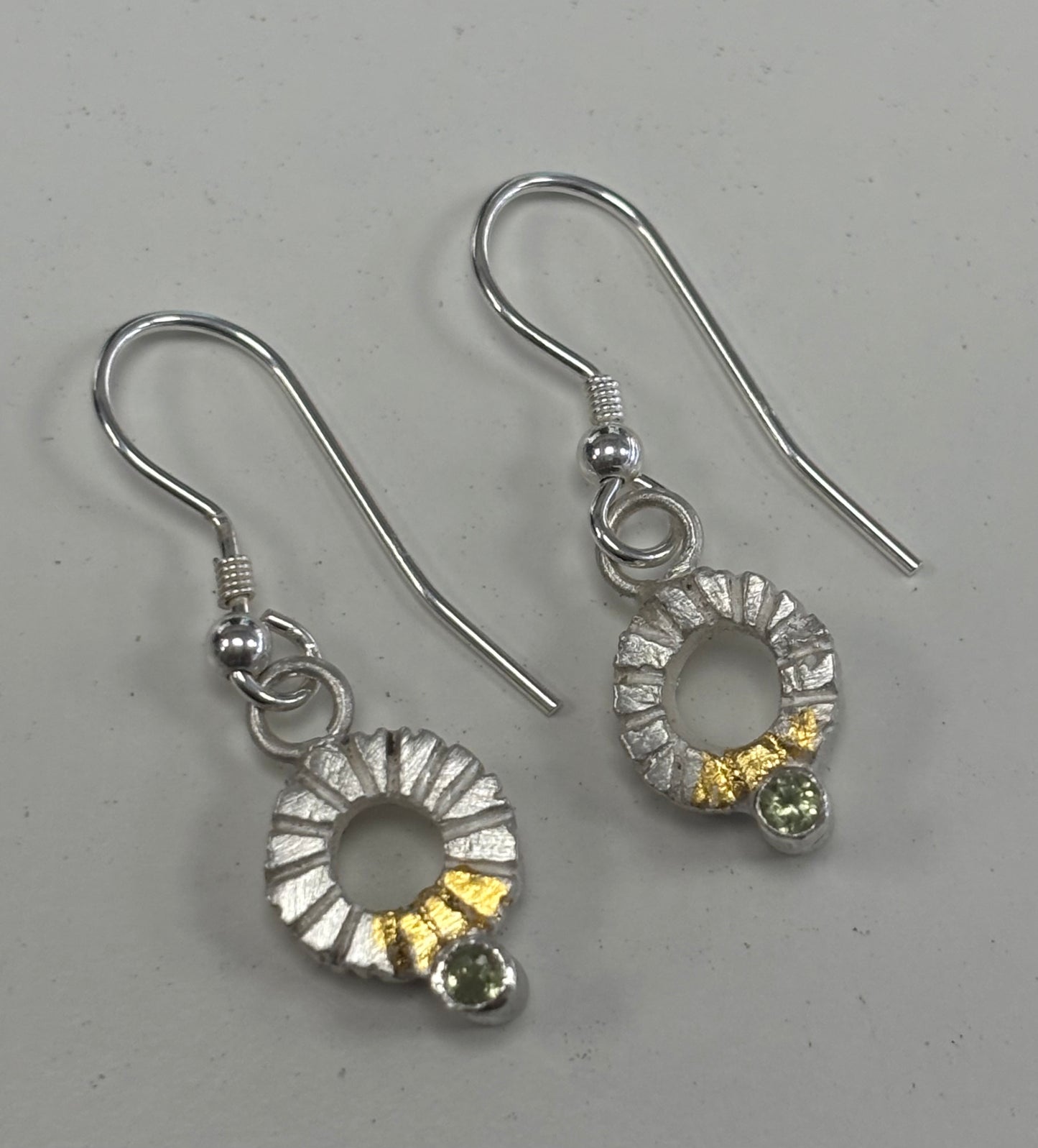 Sterling silver & 24ct gold drop earrings