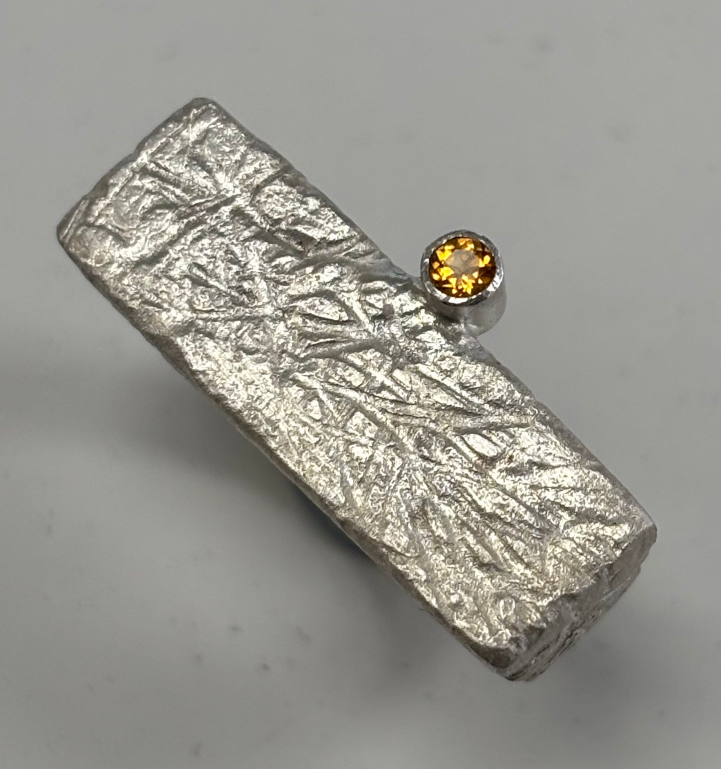 Sterling silver & citrine textured ring