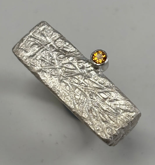 Sterling silver & citrine textured ring