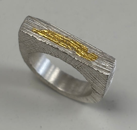 Sterling silver & 24ct gold textured ring.